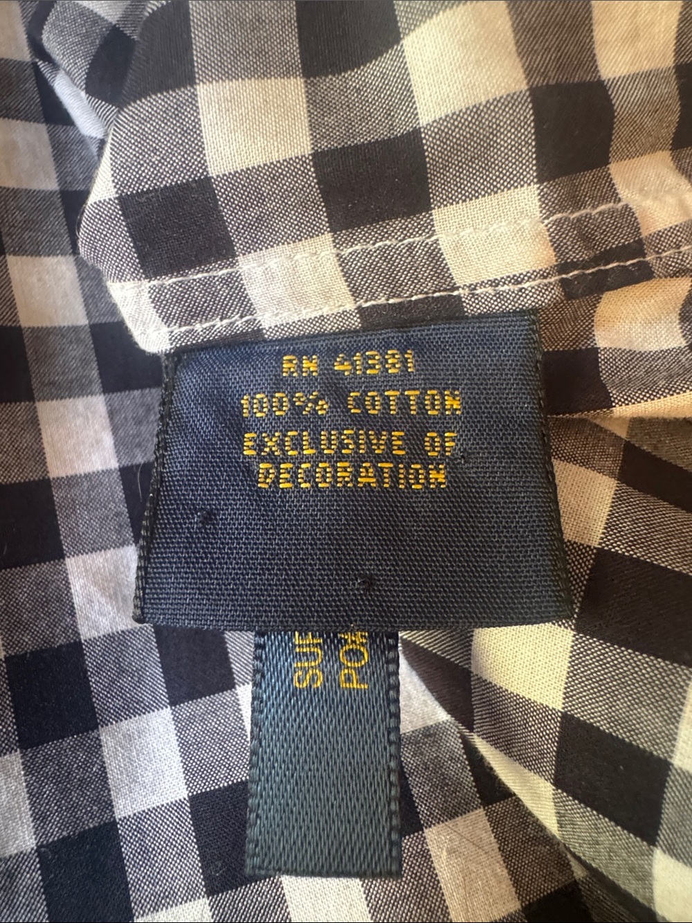 Ralph Lauren, 100% Cotton Women’s Black and White Gingham Shirt, Large - Picture 3 of 3